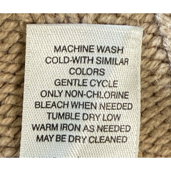 Women’s Beige Cable Knit Cowl Neck Chunky Sweater Minimalist Comfy Winter Sz XL - Picture 7 of 9